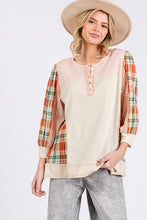 Load image into Gallery viewer, SAGE + FIG Exposed Seam Button Detail Plaid Top
