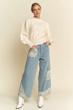 Load image into Gallery viewer, Davi & Dani Lace Applique Wide Leg Jeans