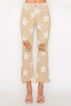Load image into Gallery viewer, RISEN Full Size High Rise Star Printed Frayed Hem Jeans