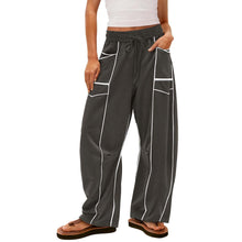 Load image into Gallery viewer, Womens Y2K Black Striped Wide-leg Pants With Pockets Fashion Loose Drawstring Trousers Sports Sweatpants