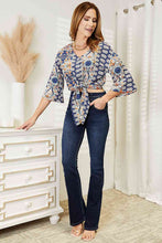 Load image into Gallery viewer, 2 Colors - Double Take Tie Hem V-Neck Three-Quarter Sleeve Blouse Ti Amo I love you
