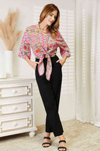 Load image into Gallery viewer, 2 Colors - Double Take Tie Hem V-Neck Three-Quarter Sleeve Blouse Ti Amo I love you