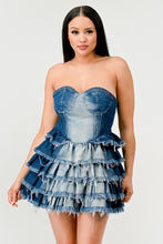 Load image into Gallery viewer, Denim Delight Tiered Ruffle Dress