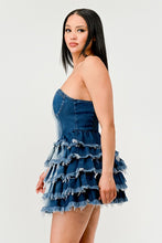 Load image into Gallery viewer, Denim Delight Tiered Ruffle Dress