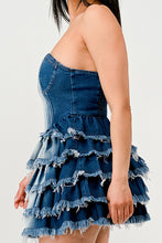 Load image into Gallery viewer, Denim Delight Tiered Ruffle Dress