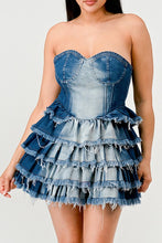 Load image into Gallery viewer, Denim Delight Tiered Ruffle Dress