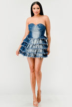 Load image into Gallery viewer, Denim Delight Tiered Ruffle Dress