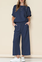 Load image into Gallery viewer, Textured T Shirt and Drawstring Pants Set
