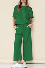 Load image into Gallery viewer, Textured T Shirt and Drawstring Pants Set