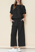 Load image into Gallery viewer, Textured T Shirt and Drawstring Pants Set