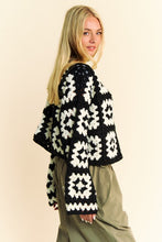 Load image into Gallery viewer, Davi & Dani Full Size Two Tone Flower Square Crochet Open Front Cardigan