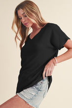 Load image into Gallery viewer, Crinkled V Neck Wide Sleeve T-shirt