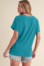 Load image into Gallery viewer, Crinkled V Neck Wide Sleeve T-shirt