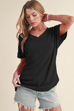 Load image into Gallery viewer, Crinkled V Neck Wide Sleeve T-shirt