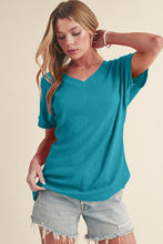 Load image into Gallery viewer, Crinkled V Neck Wide Sleeve T-shirt
