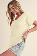 Load image into Gallery viewer, Crinkled V Neck Wide Sleeve T-shirt