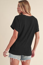 Load image into Gallery viewer, Crinkled V Neck Wide Sleeve T-shirt
