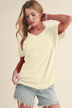 Load image into Gallery viewer, Crinkled V Neck Wide Sleeve T-shirt