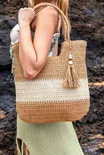 Load image into Gallery viewer, Valeria Two-Tone Straw Tote