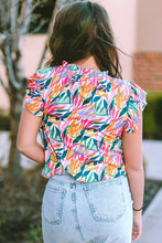 Load image into Gallery viewer, Abstract Print Ruffled Flutter Shoulder Blouse