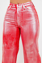 Load image into Gallery viewer, Metallic Wide Leg Jeans in Red