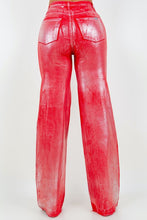 Load image into Gallery viewer, Metallic Wide Leg Jeans in Red