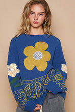 Load image into Gallery viewer, POL Flower Lace Patch Long Sleeve Sweater