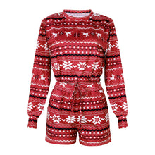 Load image into Gallery viewer, Womens Autumn Winter Printed Long Sleeved Casual Christmas Loungewear Suit Pajamas