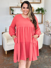 Load image into Gallery viewer, Double Take Full Size V-Neck Balloon Sleeve Tiered Dress