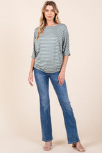 Load image into Gallery viewer, BOMBOM Striped Boat Neck Dolman Sleeve Top