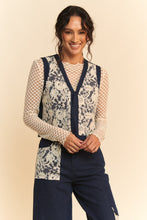 Load image into Gallery viewer, Davi & Dani Lace Patch Open Front Denim Vest