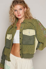 Load image into Gallery viewer, POL Embroidered Sleeve Raw Edge Quilted Jacket