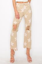 Load image into Gallery viewer, RISEN Full Size High Rise Star Printed Frayed Hem Jeans