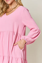 Load image into Gallery viewer, Double Take Full Size V-Neck Balloon Sleeve Tiered Dress