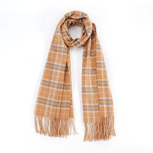 Load image into Gallery viewer, Striped Plaid Fringed Scarf