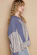 Load image into Gallery viewer, POL Waffle Knit Floral Notched Long Sleeve Top