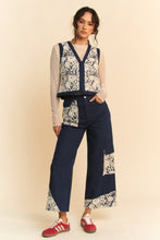 Load image into Gallery viewer, Davi & Dani Lace Patch Open Front Denim Vest