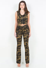Load image into Gallery viewer, American Bazi V-Cut Ruched Camo Flare Pants