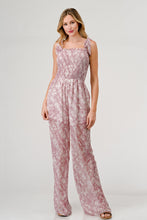 Load image into Gallery viewer, GeeGee Printed Tie Shoulder Wide Leg Jumpsuit