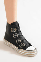 Load image into Gallery viewer, Beast Fashion Multi-Buckle Straps Studded Platform Sneakers