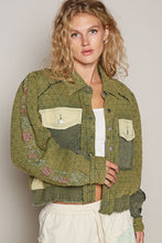 Load image into Gallery viewer, POL Embroidered Sleeve Raw Edge Quilted Jacket
