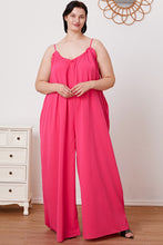 Load image into Gallery viewer, Double Take Full Size Ruffle Trim Tie Back Cami Jumpsuit with Pockets