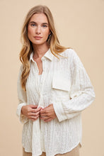 Load image into Gallery viewer, Annie Wear Openwork Button Down Drop Shoulder Shirt
