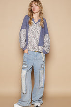 Load image into Gallery viewer, POL Waffle Knit Floral Notched Long Sleeve Top