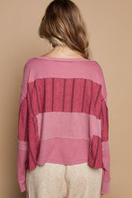 Load image into Gallery viewer, POL Half Button Color Block Drop Shoulder Knit Top