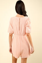 Load image into Gallery viewer, VERY J Lace Detail Puff Sleeve Romper with Pockets
