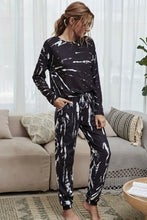 Load image into Gallery viewer, Shiny Tie-Dye Round Neck Top and Drawstring Waist Joggers Lounge Set