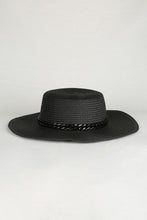 Load image into Gallery viewer, Summer Straw Flat Top Hat with Acrylic Chain