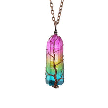 Load image into Gallery viewer, Stone Crystal Pillar Tree Of Life Pendant Fashion Necklace
