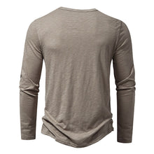 Load image into Gallery viewer, Men's Long-sleeved Fashion Casual Solid Color Pullover Button T-Shirt Top